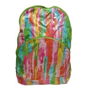 Buckhead Betties Multicolor Rainbow Cotton Vinyl Covered Backpack